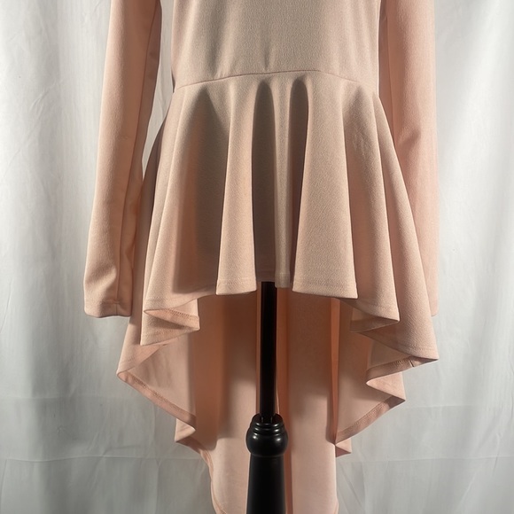 Blush pink,Mock turtle neck,long sleeve, high low ruffle top,dress,large - Picture 3 of 12